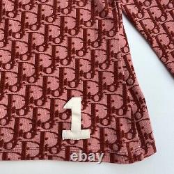 Christian Dior Trotter Monogram Top Long Sleeve Burgundy Red Size 8 Authentic