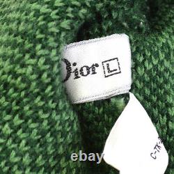 Christian Dior Trotter Pattern #L Long Sleeve Knit Tops Green Authentic Y04487