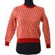 Christian Dior Trotter Pattern #m Long Sleeve Knit Tops Red 100% Wool A50734