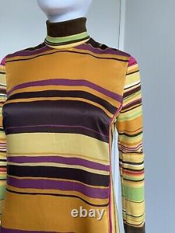 Christian Lacroix Fall 1997 size 38 yellow multicolour silk top stripes vintage