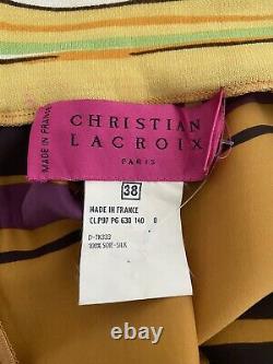 Christian Lacroix Fall 1997 size 38 yellow multicolour silk top stripes vintage