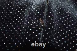 Christopher Kane Black Stretch Velvet Glitter Mock Neck Top Shirt New 44 12 10 M