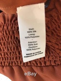 Cinq A Sept Top Rust Long Sleeve Silk Crop Top Nwt $295 Size Xs