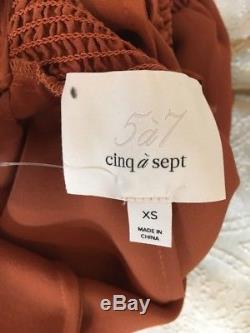 Cinq A Sept Top Rust Long Sleeve Silk Crop Top Nwt $295 Size Xs