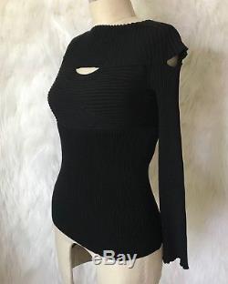 Cushnie Et Ochs Black Cutout Keyhole Long Sleeve Knit Sweater Top XS