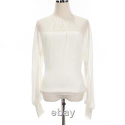 Cushnie NWD Long Sleeve Sheer Top with Corset Size 2 in White Silk Blend