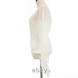 Cushnie NWD Long Sleeve Sheer Top with Corset Size 2 in White Silk Blend