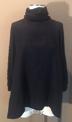 Cuyana Peru M/L 100% Baby Alpaca Black Knit Woven Turtleneck Sweater Top