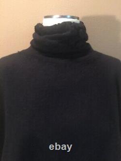 Cuyana Peru M/L 100% Baby Alpaca Black Knit Woven Turtleneck Sweater Top