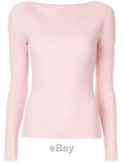 DION LEE shadow ribbed knit long sleeve top frost light pink classic fitted XS