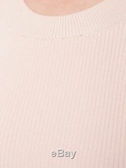 DION LEE shadow ribbed knit long sleeve top frost light pink classic fitted XS