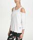 Dkny Womens Cold Shoulder Solid Long Sleeve Scoop Neck Blouse Top