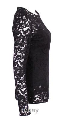 DOLCE & GABBANA Black Guipure Lace Layered Long Sleeve Blouse 38