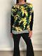 Dolce & Gabbana Black Silk Yellow Floral Long Sleeve Boat Neck Top Size L