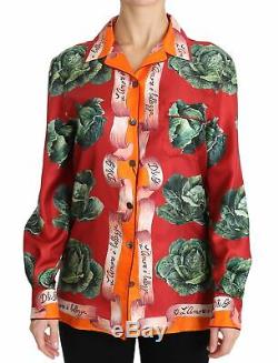 DOLCE & GABBANA Blouse Red Cabbage Silk Long Sleeve Tops IT38/ US4/ S RRP $1300
