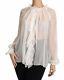 Dolce & Gabbana Blouse White Silk Longsleeve Ruffled Top Shirt It42/us8/m $1200