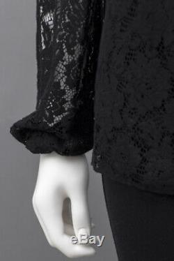 DOLCE & GABBANA G&B Black Sheer Lace Back Tie Knot Long Sleeves Blouse Top 2/38