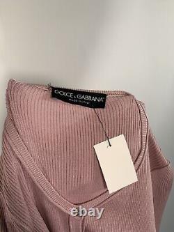 DOLCE & GABBANA IT 40 UK 8 Pink Long Sleeve Stretchy Ribbed Slim Button Down Top