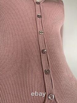 DOLCE & GABBANA IT 40 UK 8 Pink Long Sleeve Stretchy Ribbed Slim Button Down Top