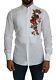 Dolce & Gabbana Shirt Gold 100% Cotton White Flowers Top 39/ Us15.5 /s Rrp $2000