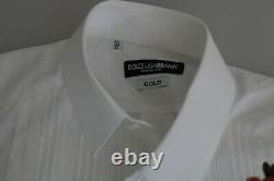 DOLCE & GABBANA Shirt GOLD 100% Cotton White Flowers Top 39/ US15.5 /S RRP $2000