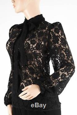 DOLCE & GABBANA Stunning Black LACE Long Sleeve Blouse Top Size 38