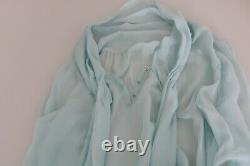 DOLCE & GABBANA Top Silk Blue Sheer Blouse Long Sleeve IT40 / US6 / S RRP $800
