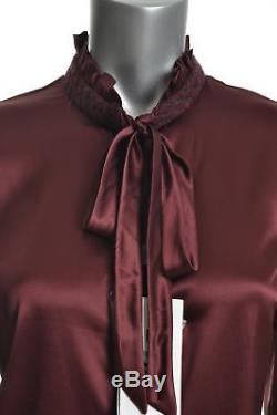 DOLCE & GABBANA Womens Pussy Bow Long Sleeve Blouse Silk Top IT 32 46 Small