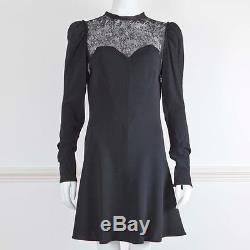 D&G DOLCE&GABBANA Black Long Sleeve Lace Top Skater Skirt Short Dress It46 UK 14