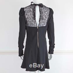 D&G DOLCE&GABBANA Black Long Sleeve Lace Top Skater Skirt Short Dress It46 UK 14