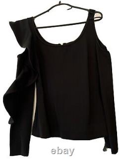 David Koma Black Scuba Frill Detail Top