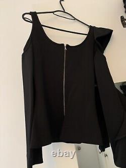 David Koma Black Scuba Frill Detail Top