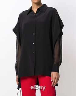 Diane Von Furstenberg Long-Sleeve Button-Front Silk Shirt/Top/Blouse M $ 298