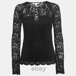 Diane von Furstenberg Black Lace Long Sleeve Top S