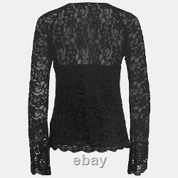 Diane von Furstenberg Black Lace Long Sleeve Top S