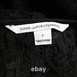 Diane von Furstenberg Black Lace Long Sleeve Top S