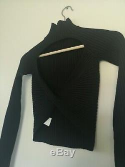 Dion Lee Twist Back Long Sleeve Black Knit Women's Top SZ M