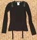 Dior Black Long Sleeve Cotton Top With Leather Straps Size French 38, U. S 6