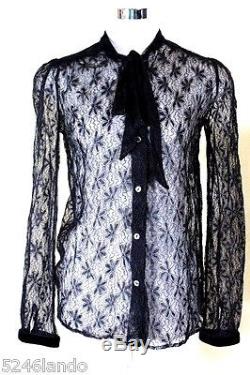 Dolce & Gabbana Black Mesh Lace Longsleeve Blouse Shirt Top 26/40 3 4 5