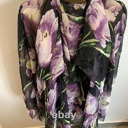 Dolce & Gabbana Black & Purple Transparent Top/Blouse Size 42