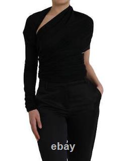 Dolce & Gabbana Black Wool Cutout Asymmetric Long Sleeve Top