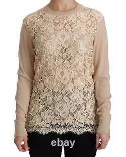 Dolce & Gabbana Lace Long Sleeve Cashmere Blouse Tops Beige -Size 38