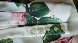 Dolce & Gabbana Long Sleeve Cady Rose Print blouse 10US/44IT Orig $1345