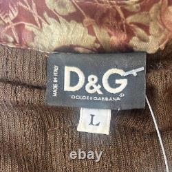 Dolce & Gabbana Long Sleeve Top Medium Brown Wool Blend