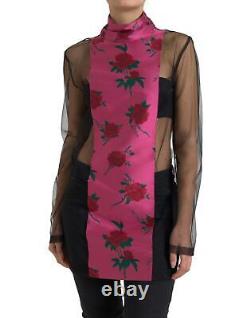 Dolce&Gabbana Women Pink Black Blouse Nylon Floral Print Long Sleeve Top IT 48 L