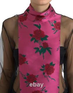 Dolce&Gabbana Women Pink Black Blouse Nylon Floral Print Long Sleeve Top IT 48 L