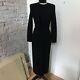 Donna Karan Essentials Black Wiggle Dress Long Sleeve, Drape Top M