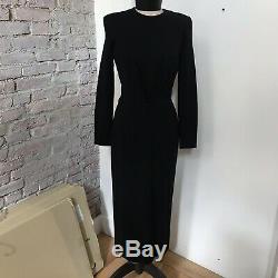 Donna Karan Essentials Black Wiggle Dress Long Sleeve, Drape Top M