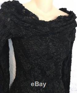 Donna Karan Top Black Long Sleeve Textured Off Shoulder NWT$1195 Size M