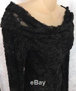 Donna Karan Top Black Long Sleeve Textured Off Shoulder NWT$1195 Size M
